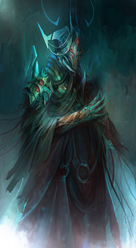 Dark Armored Figure — Green, Dramatic