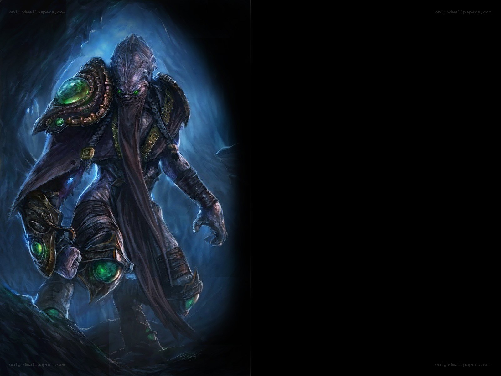 dark armored figure in cave