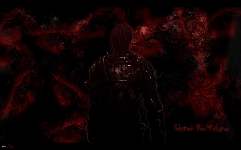 dark armored figure in red mist