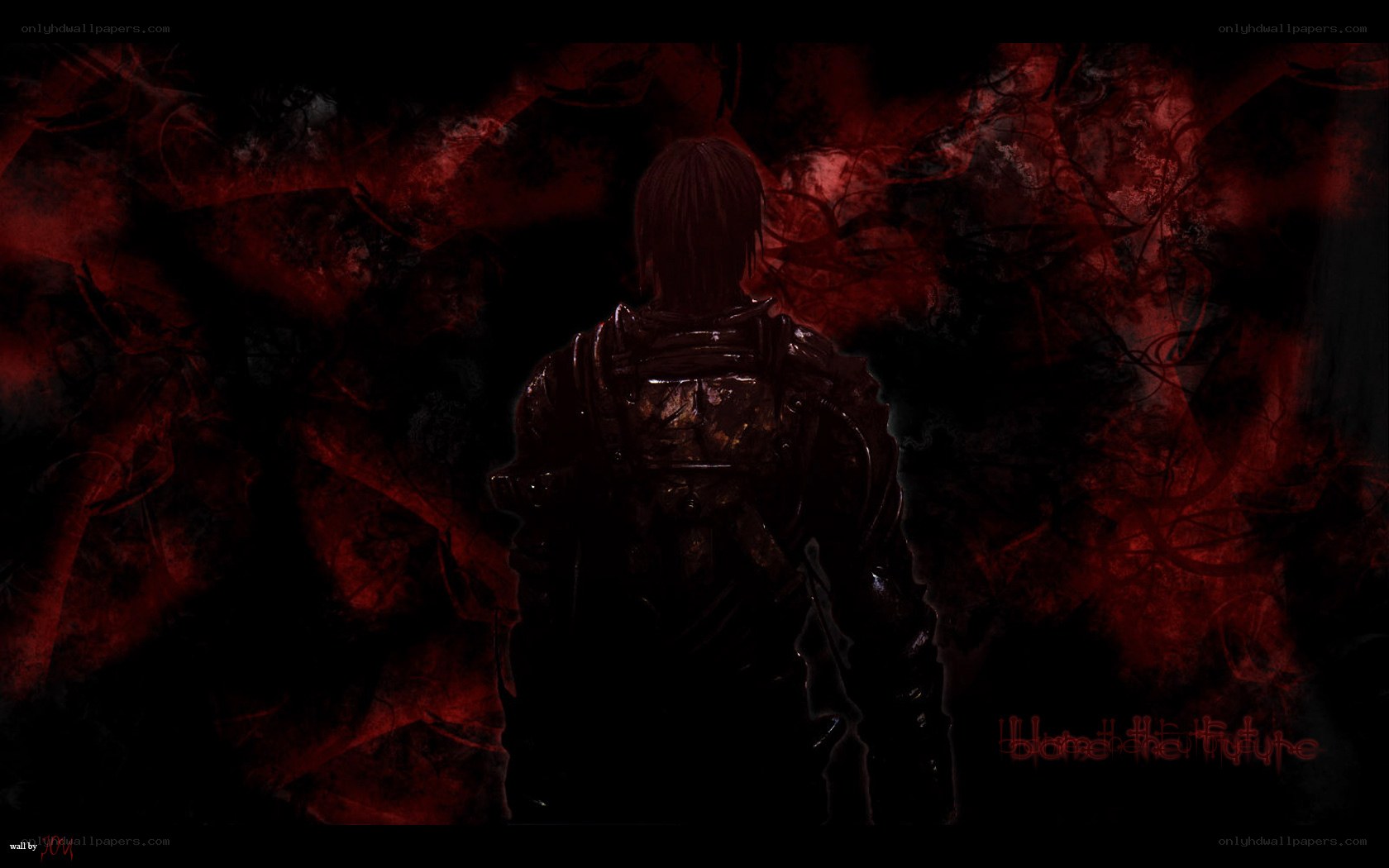 dark armored figure in red mist