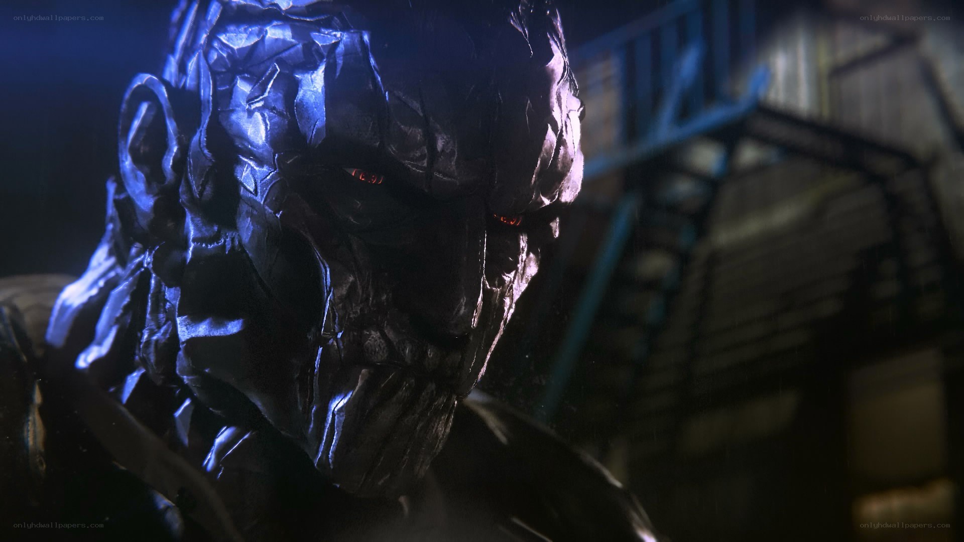 dark armored figure in shadow