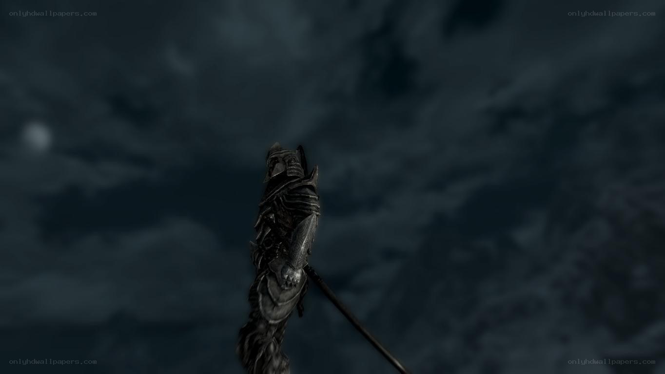 dark armored figure in storm