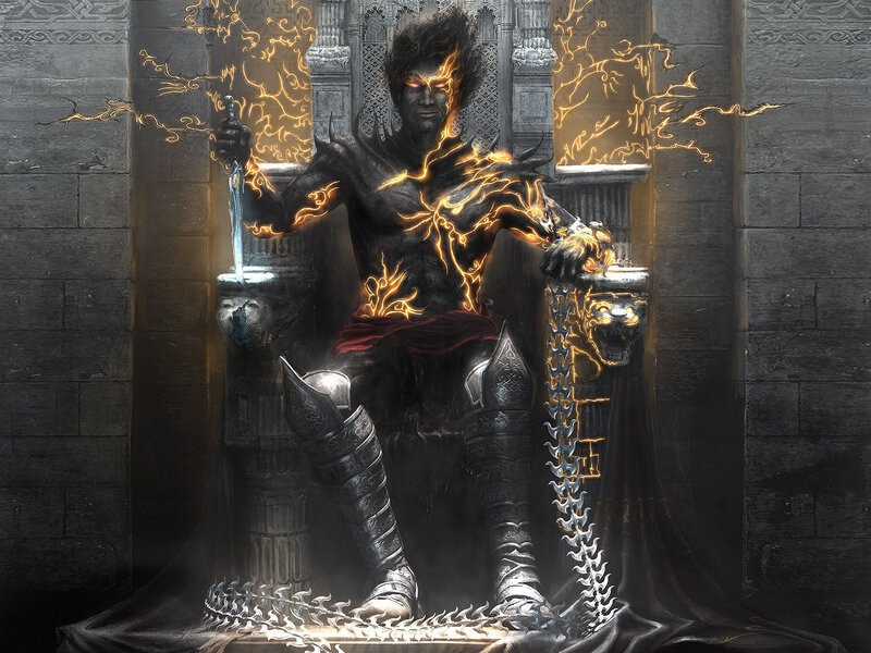 Dark Armored Figure on Throne