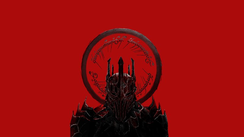 Dark Armored Figure — Red, Dramatic, Digital Art, Armor