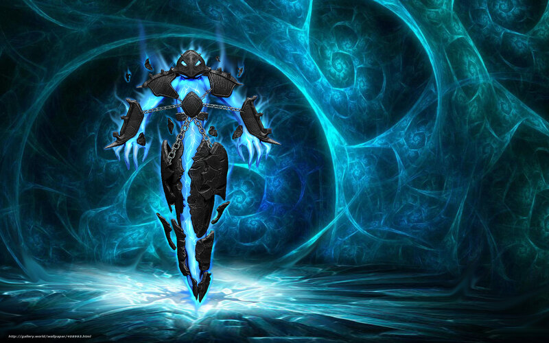 dark armored figure with blue energy