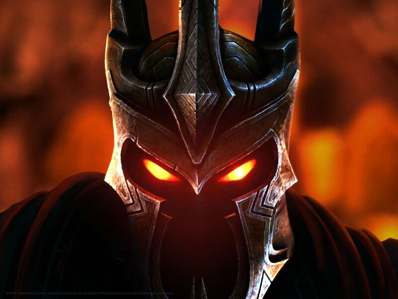 dark armored figure with glowing eyes