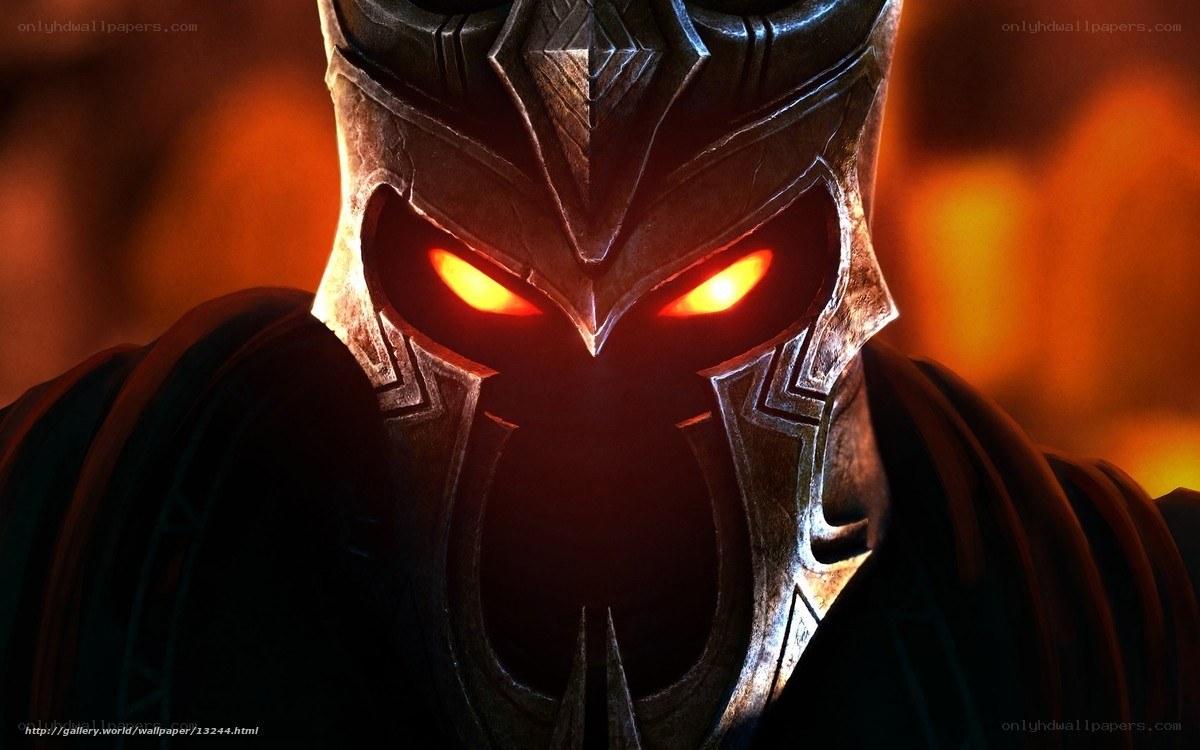 dark armored figure with glowing eyes