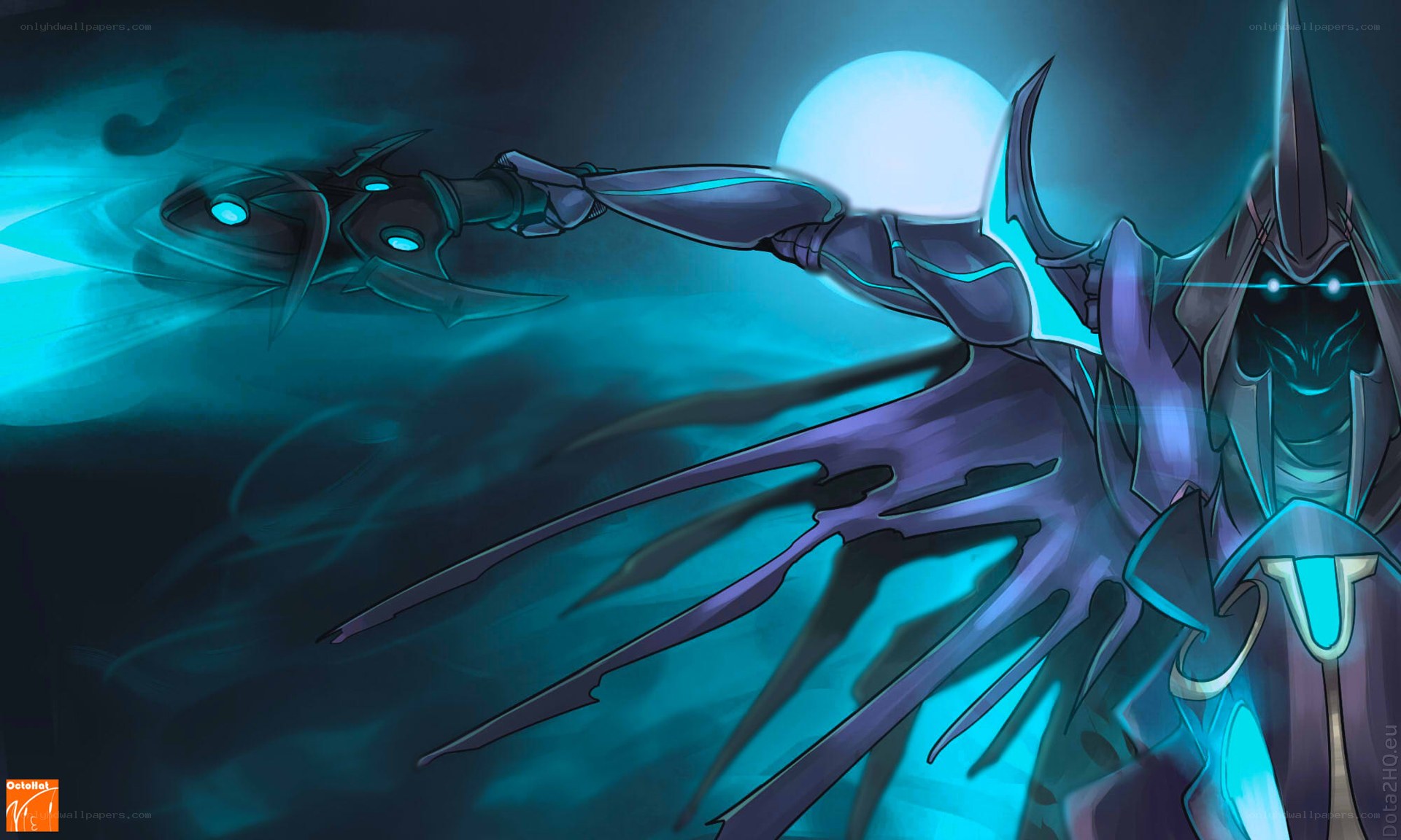 dark armored figure with glowing weapon