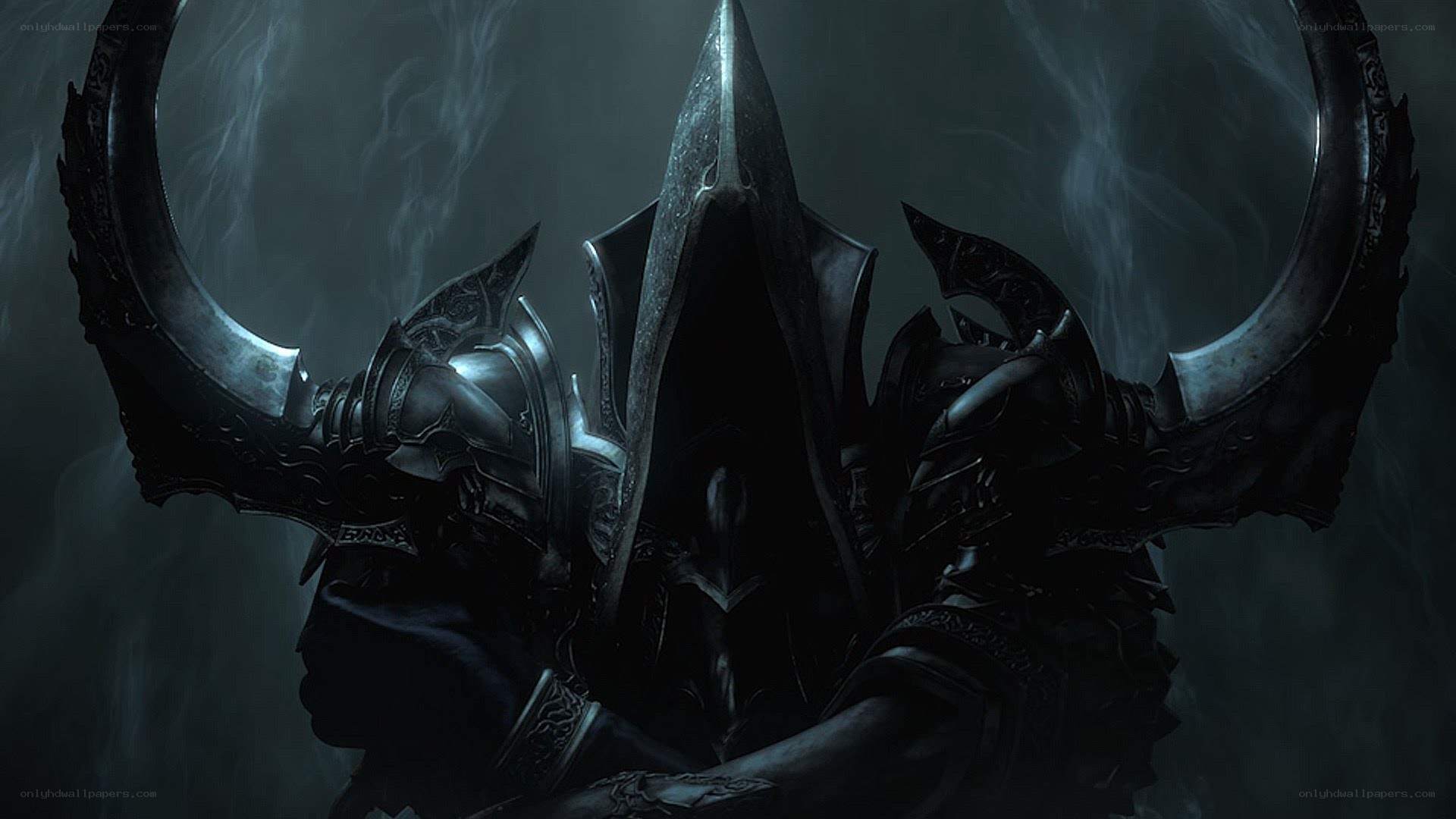 dark armored figure with horns