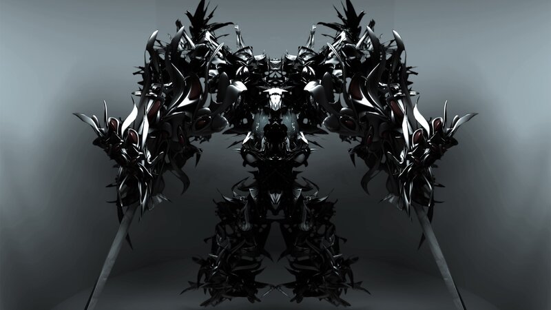 dark armored robotic entity
