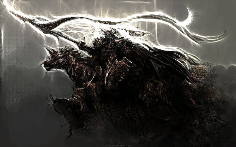 Dark Armored Warrior — Black, Dramatic, Night