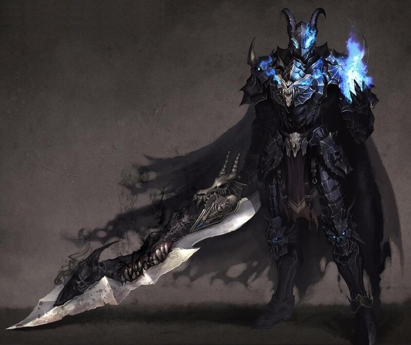 dark armored warrior with glowing sword