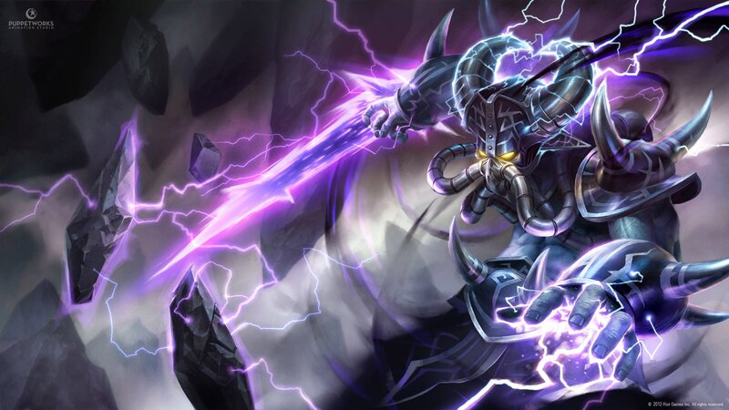 dark armored warrior with lightning