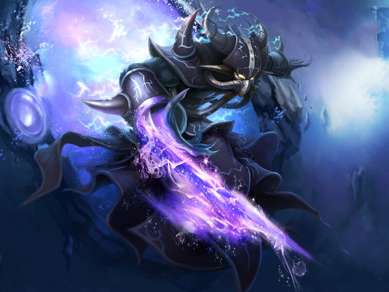 dark armored warrior with purple energy