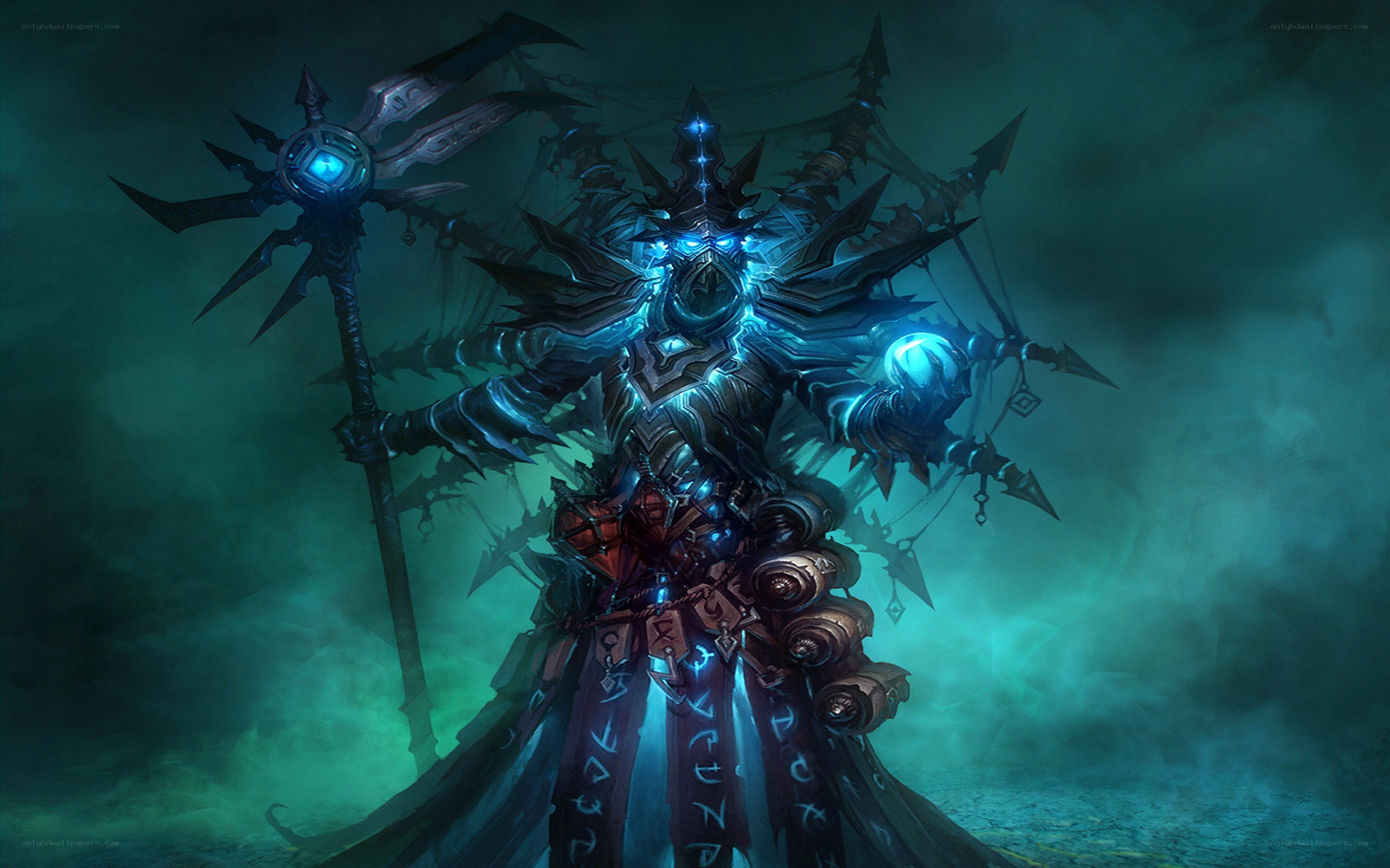 dark armored warrior with staff