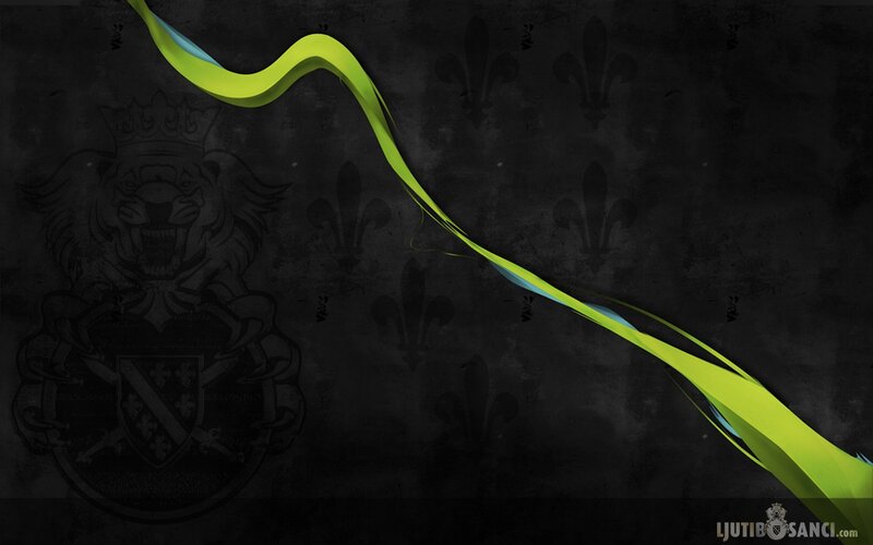 Dark background with green ribbon