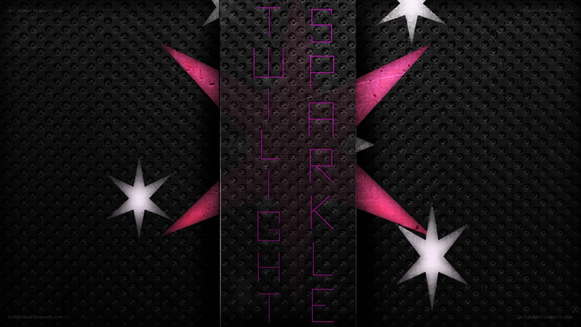 dark background with stars and text