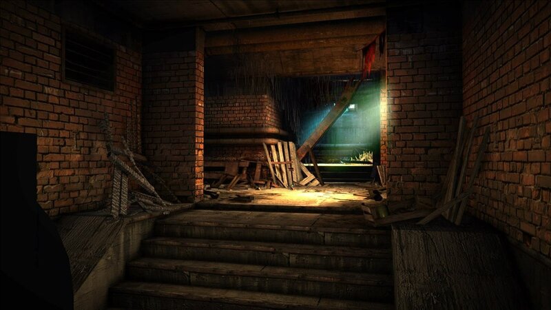 dark basement corridor