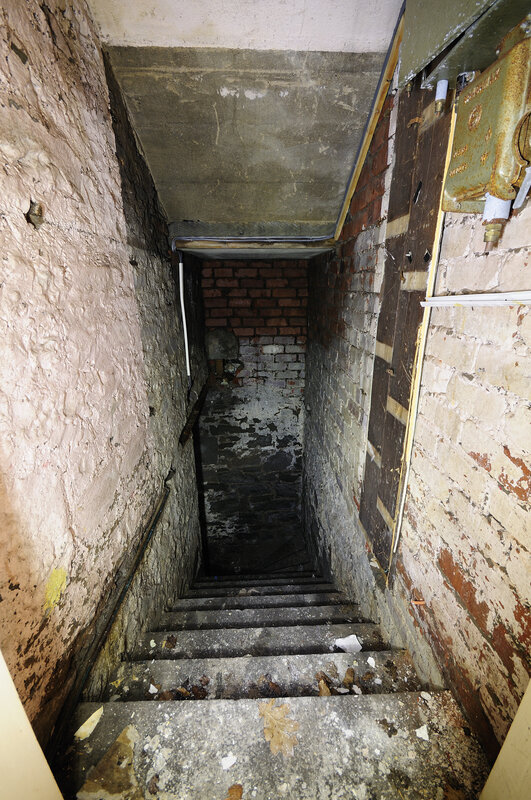 dark basement staircase