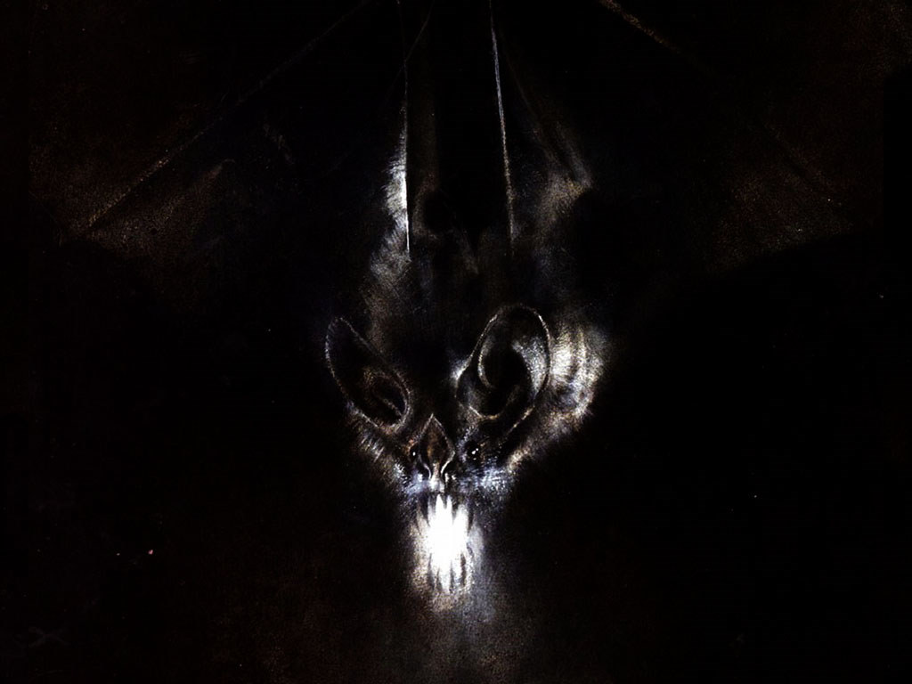 dark bat with glowing eyes