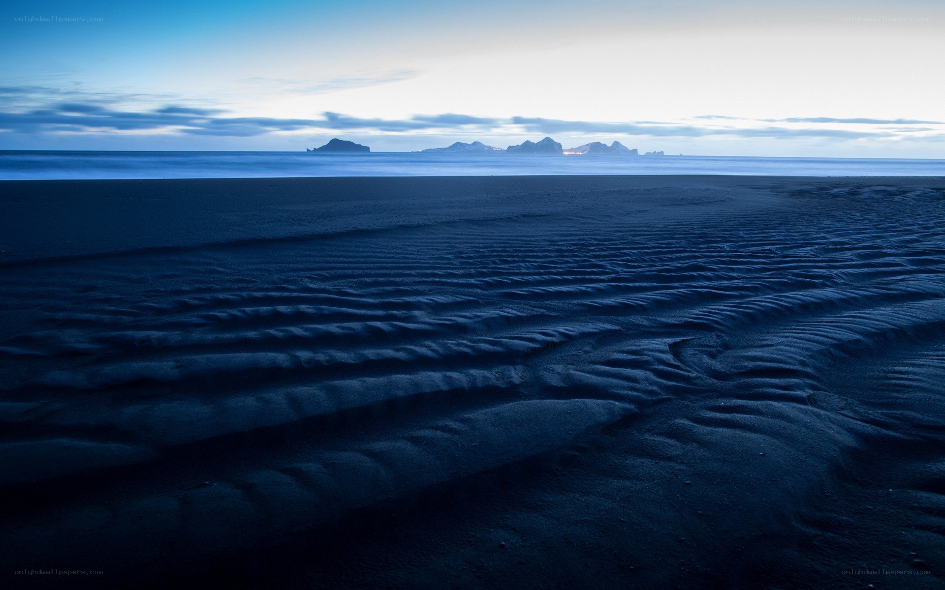 Dark beach at dawn