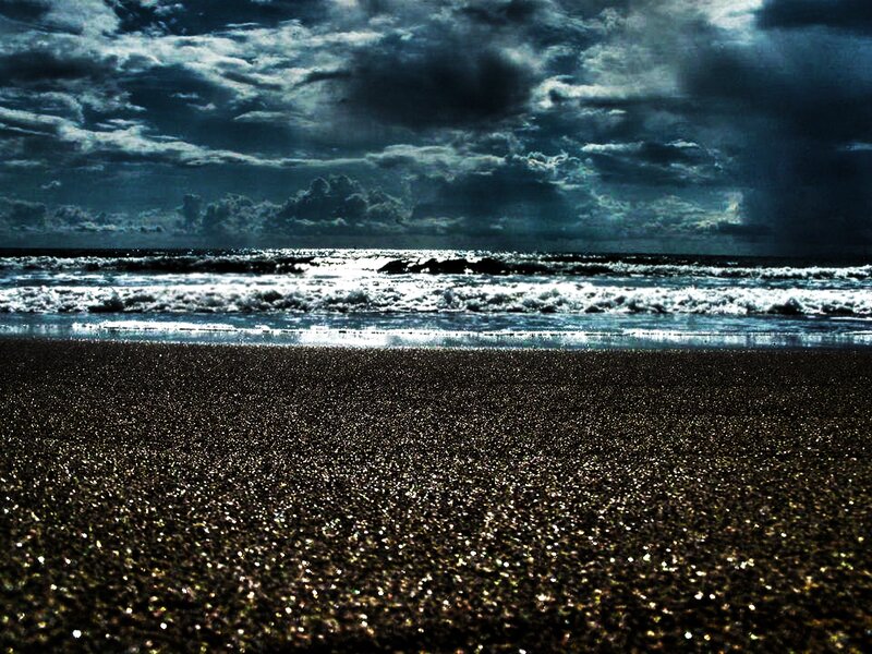 Dark Beach at Night — Black, Dramatic