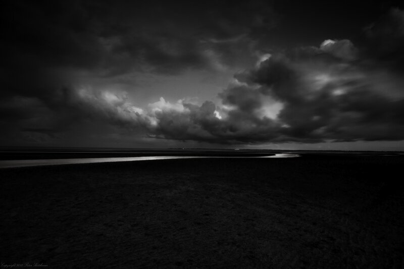 Dark Beach at Night — Black