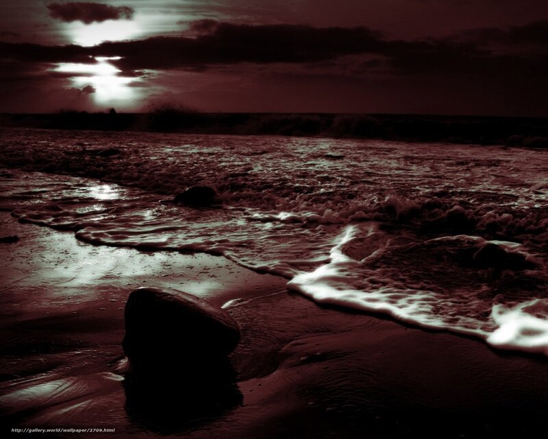 Dark beach at sunset