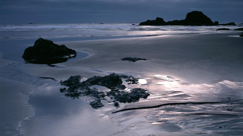 Dark beach at twilight