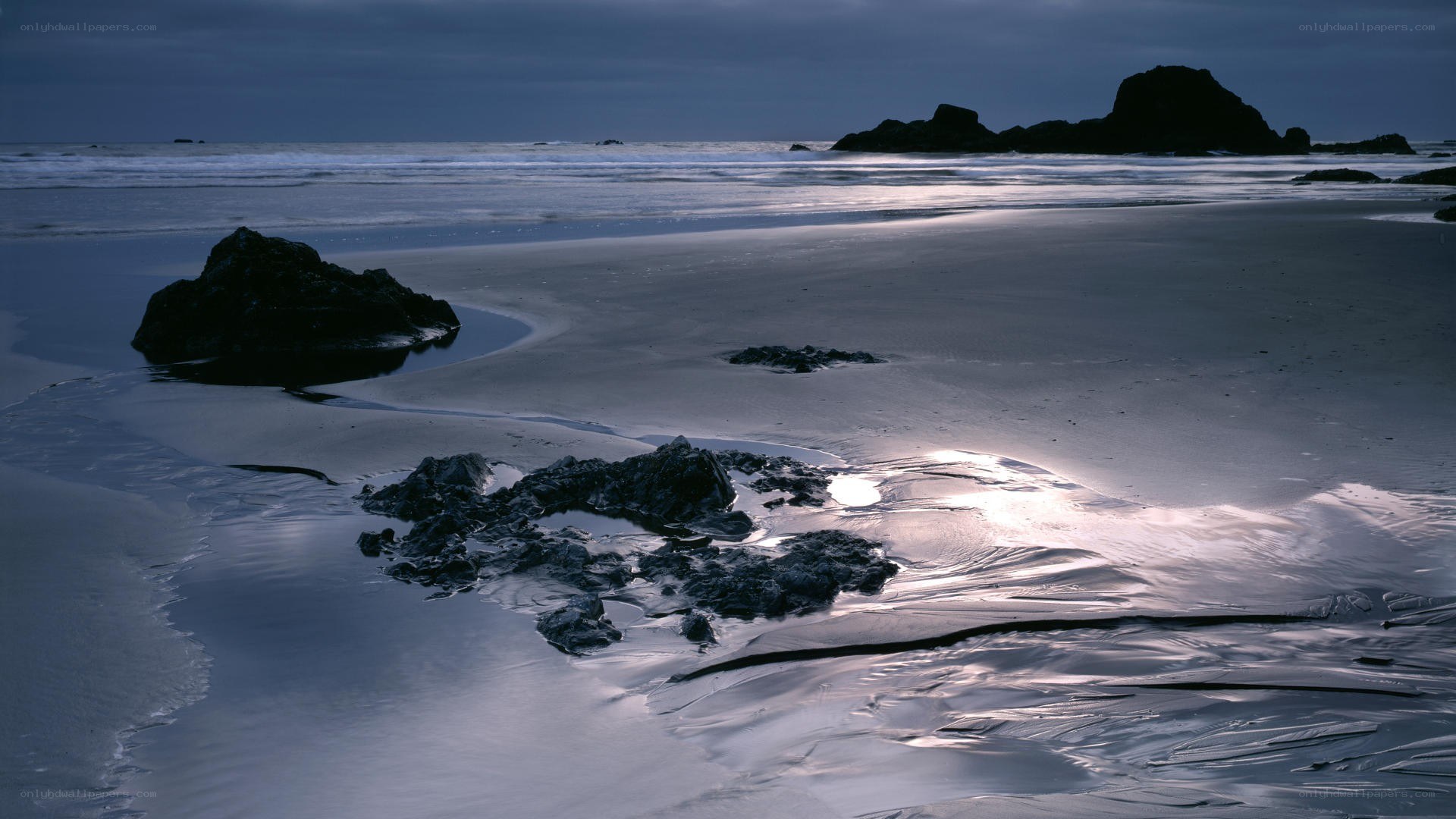 Dark beach at twilight