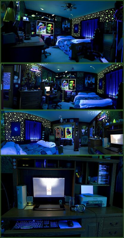 dark bedroom with star lights