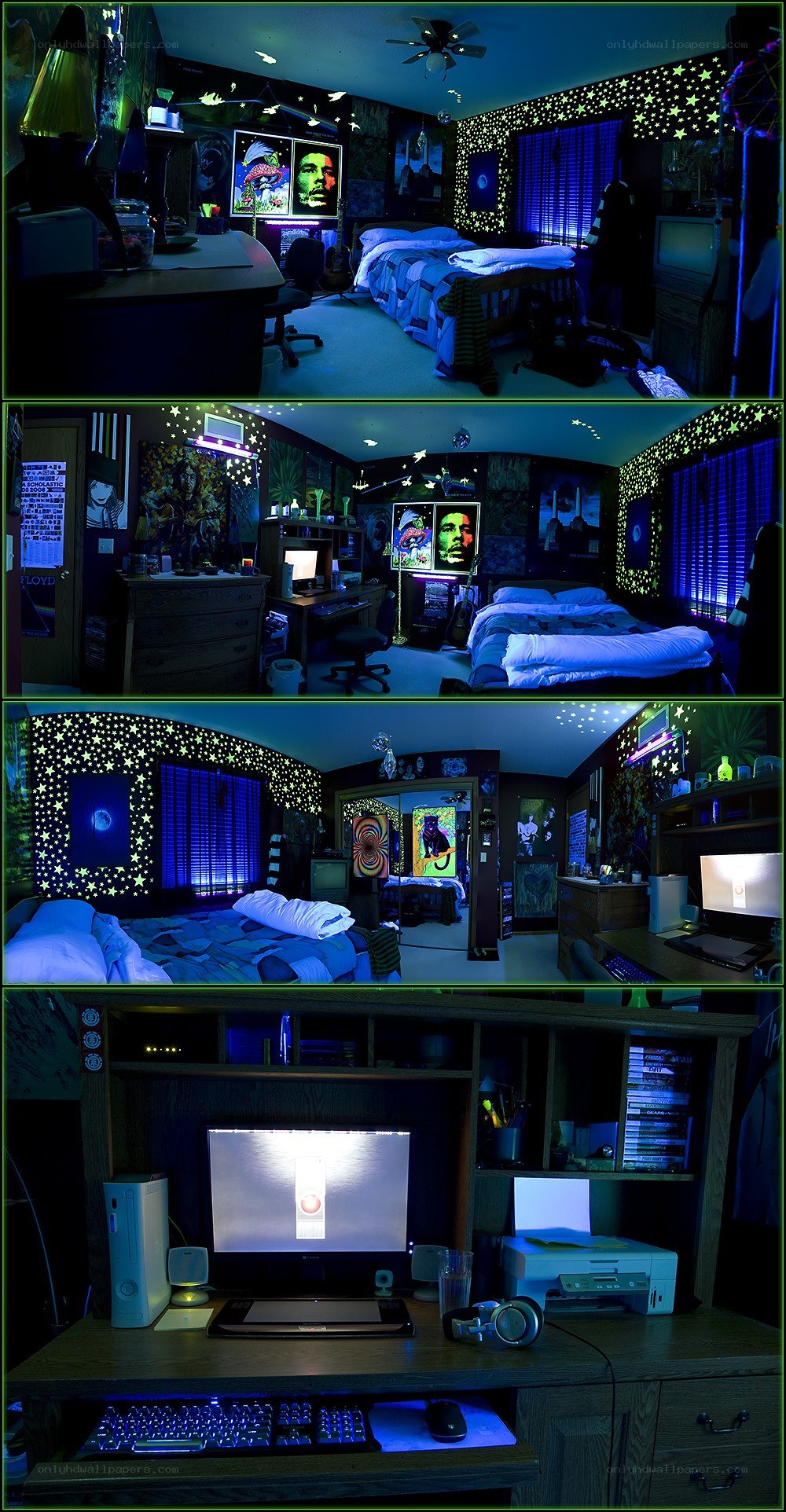 dark bedroom with star lights
