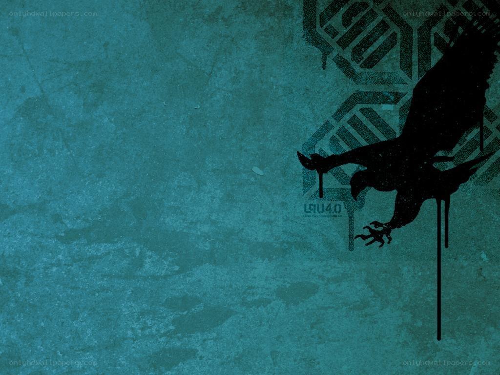 dark bird silhouette on teal background