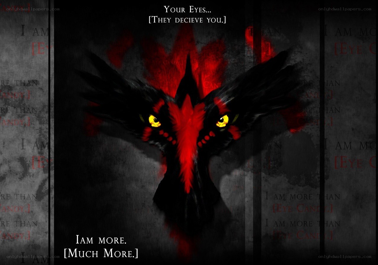 Dark bird with glowing eyes