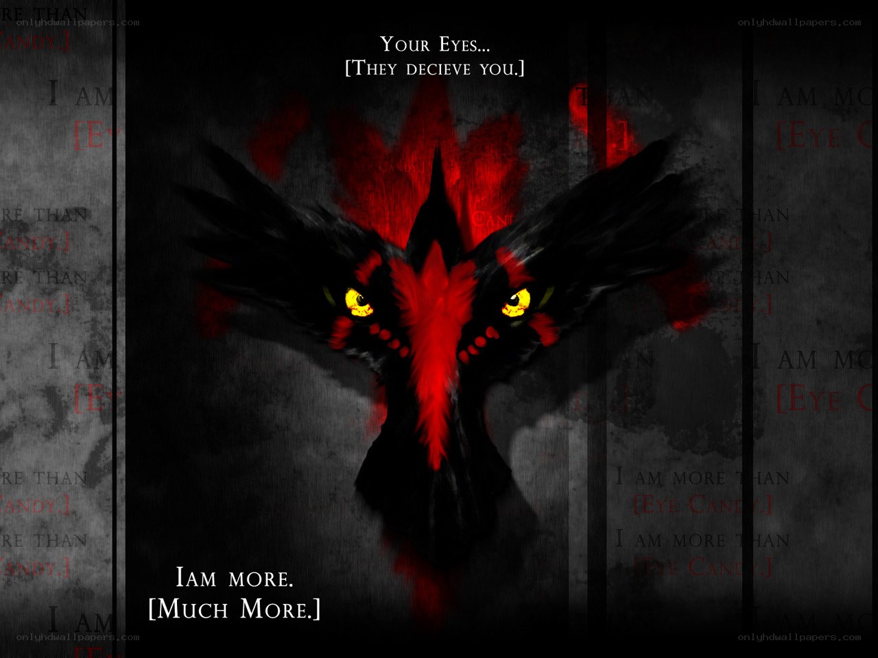 Dark bird with glowing eyes