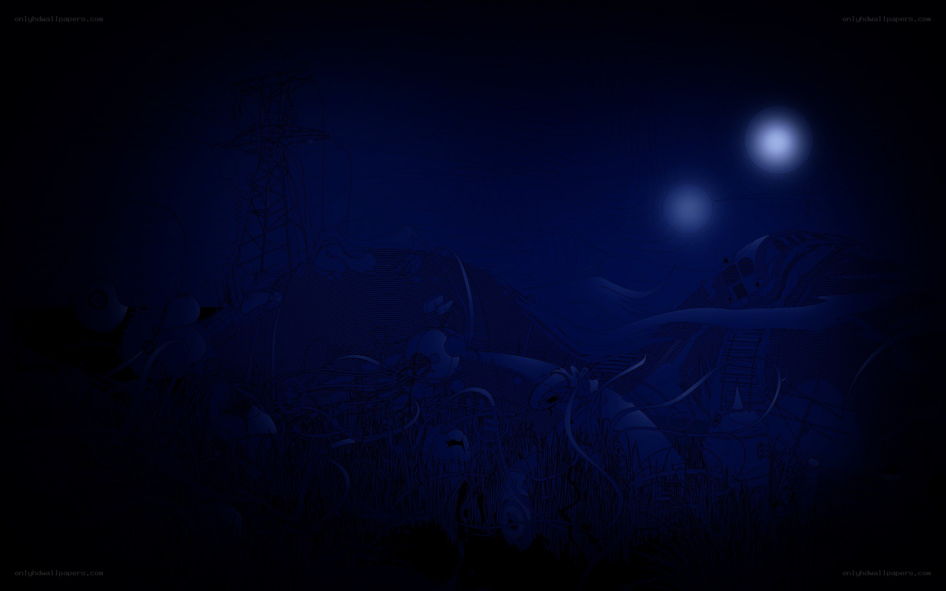 dark blue abstract landscape