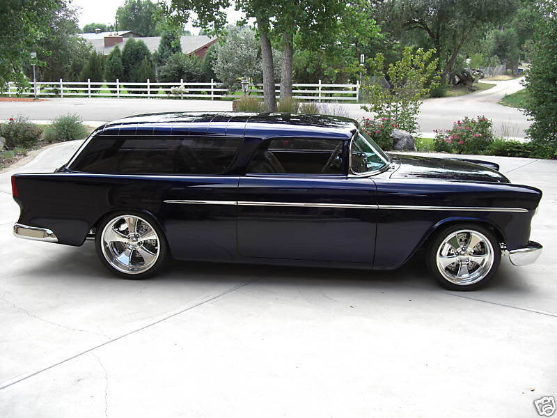 dark blue classic station wagon
