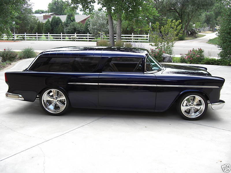dark blue classic station wagon