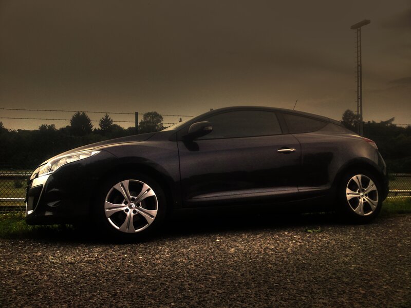 Dark Blue Coupe Car — Black