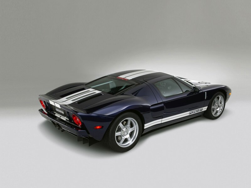 dark blue ford gt sports car