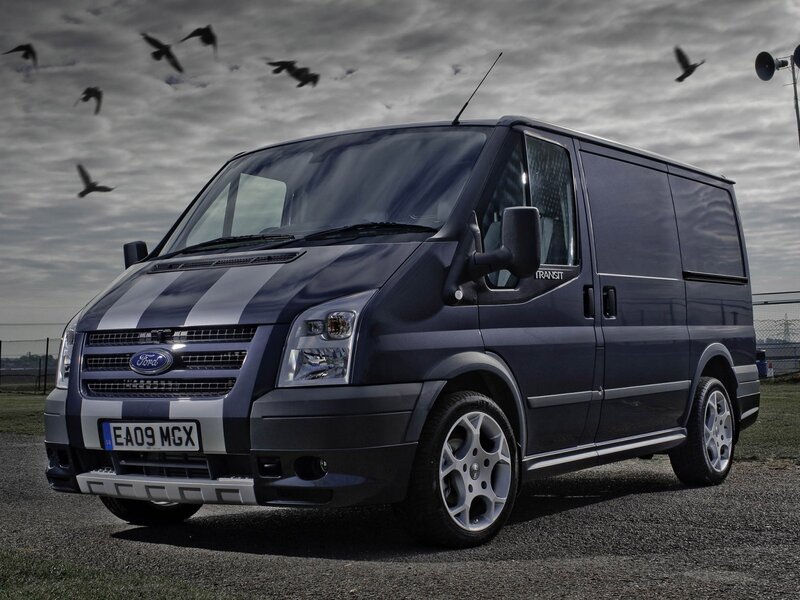 dark blue ford transit van