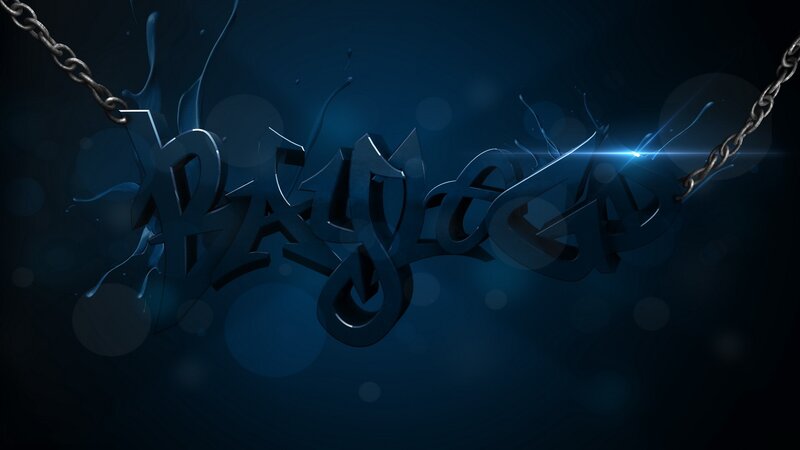 dark blue graffiti text with chains