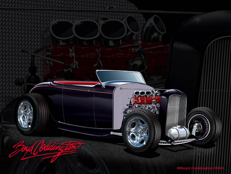 Dark Blue Hot Rod Car