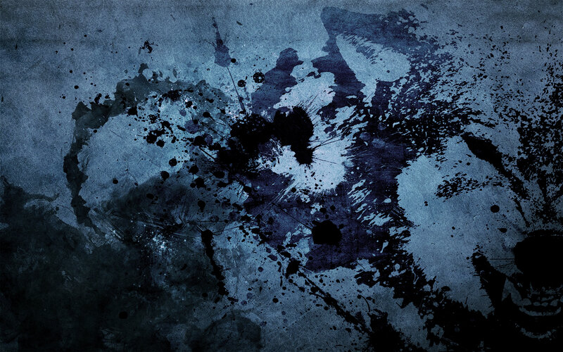 dark blue ink splatter art