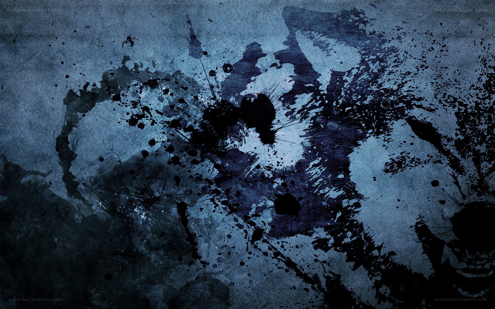 dark blue ink splatter art