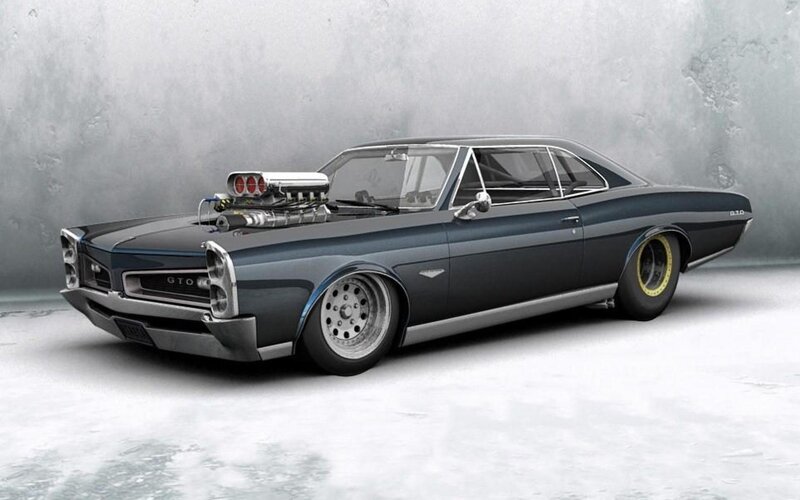 Dark Blue Muscle Car — Gray