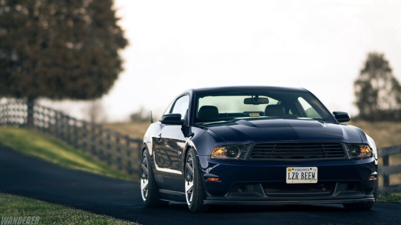Dark Blue Mustang Car
