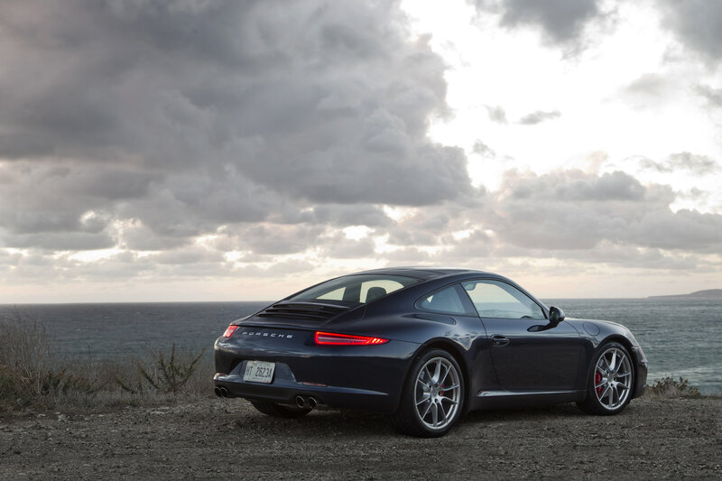 Dark Blue Porsche Car — Gray