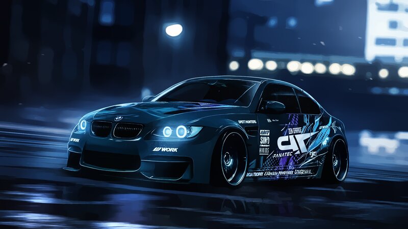 Dark Blue Race Car — Dramatic