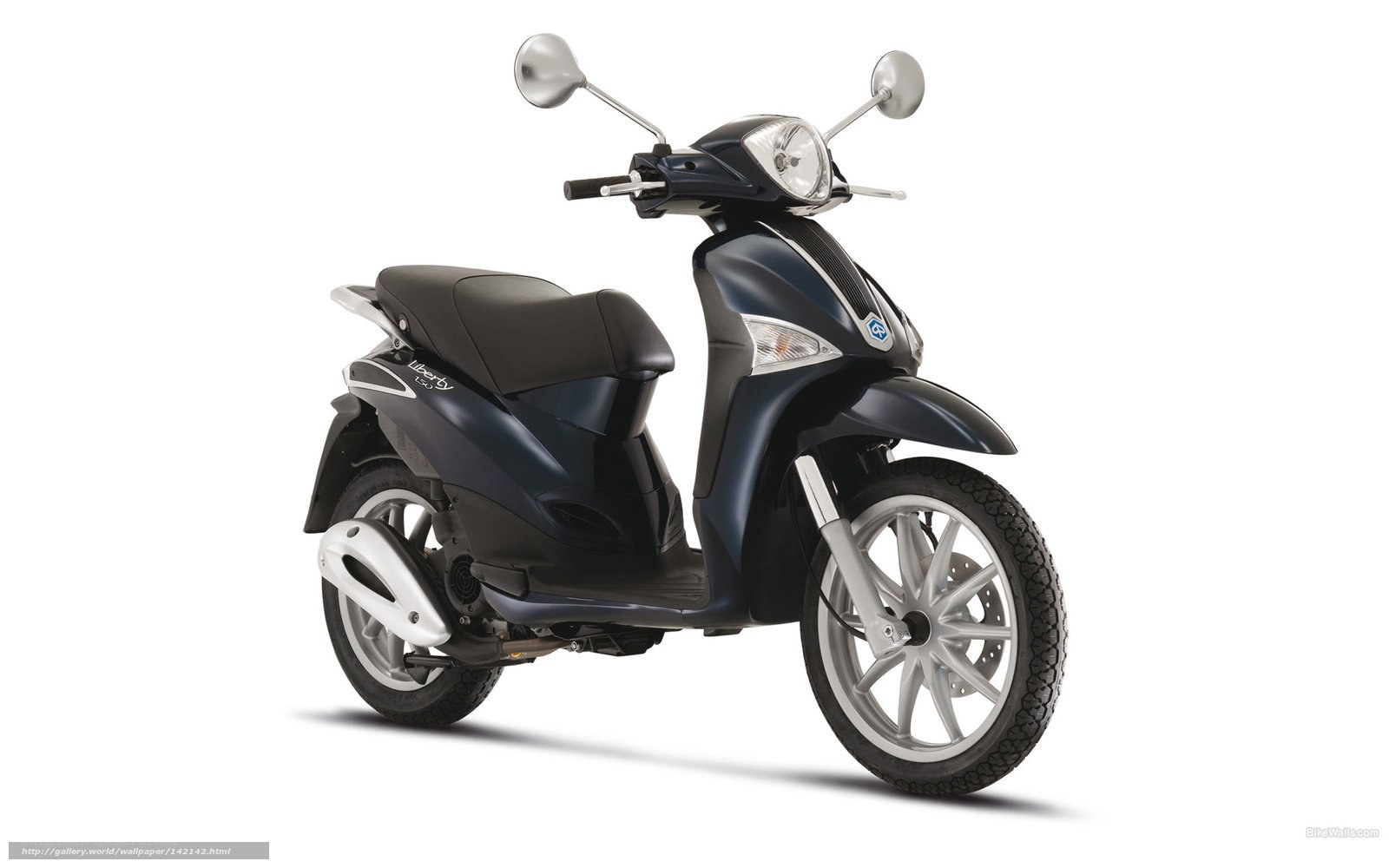 Dark blue scooter on white background